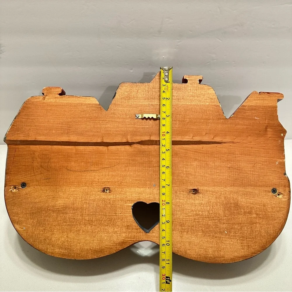 Vintage Cottagecore Village Scene‎ Wooden Wall Shelf Hooks Heart Hand Crafted